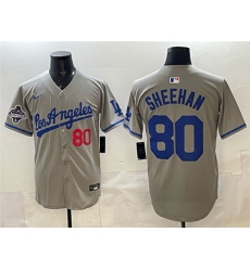 Men's Los Angeles Dodgers #80 Emmet Sheehan Gray 2025 World Series Champions Limited Stitched Baseball Jersey