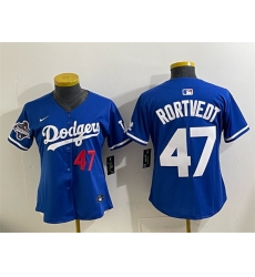 Women's Los Angeles Dodgers #47 Ben Rortvedt Royal 2025 World Series Champions Limited Stitched Baseball Jersey(Run Small)