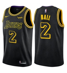 Women's Nike Los Angeles Lakers #2 Lonzo Ball Swingman Black NBA Jersey - City Edition