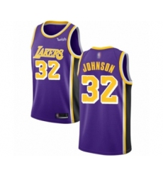 Men's Los Angeles Lakers #32 Magic Johnson Authentic Purple Basketball Jerseys - Icon Edition