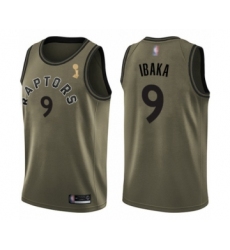 Men's Toronto Raptors #9 Serge Ibaka Swingman Green Salute to Service 2019 Basketball Finals Champions Jersey