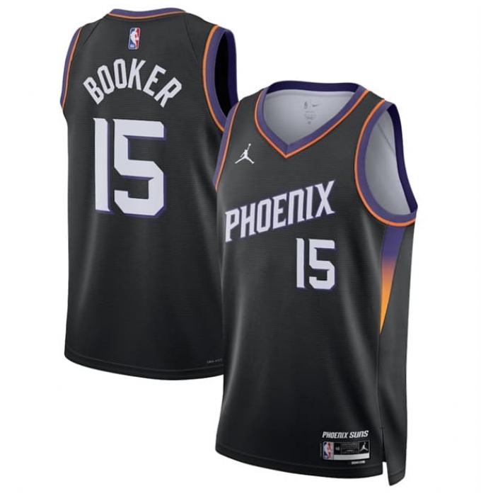 Men's Phoenix Suns #15 Devin Booker Black 2026 Statement Edition Stitched Basketball Jersey