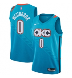 Women's Nike Oklahoma City Thunder #0 Russell Westbrook Swingman Turquoise NBA Jersey - City Edition