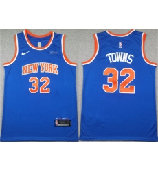 Men's New Yok Knicks #32 Karl-Anthony Towns Blue Icon Edition Edition Stitched Basketball Jersey