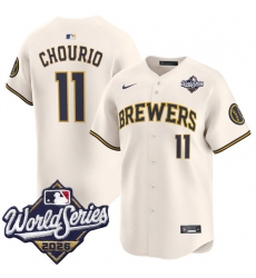 Men's Milwaukee Brewers #11 Jackson Chourio Cream 2026 World Series Limited Stitched Baseball Jersey