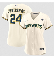 Women's Milwaukee Brewers #24 William Contreras Cream 2026 World Series Limited Stitched Baseball Jersey(Run Small)
