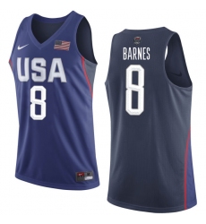 Men's Nike Team USA #8 Harrison Barnes Swingman Navy Blue 2016 Olympics Basketball Jersey