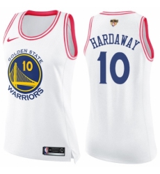 Women's Nike Golden State Warriors #10 Tim Hardaway Swingman White/Pink Fashion 2018 NBA Finals Bound NBA Jersey