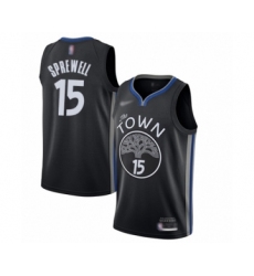 Youth Golden State Warriors #15 Latrell Sprewell Swingman Black Basketball Jersey - 2019 20 City Edition