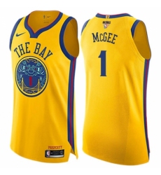 Women's Nike Golden State Warriors #1 JaVale McGee Swingman Gold 2018 NBA Finals Bound NBA Jersey - City Edition