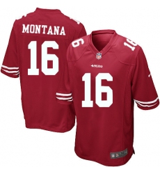 Men's Nike San Francisco 49ers #16 Joe Montana Game Red Team Color NFL Jersey