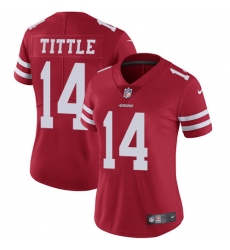 Women's Nike San Francisco 49ers #14 Y.A. Tittle Elite Red Team Color NFL Jersey