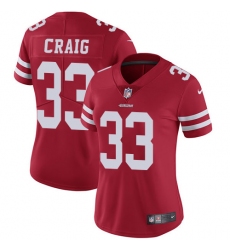 Women's Nike San Francisco 49ers #33 Roger Craig Red Team Color Vapor Untouchable Limited Player NFL Jersey