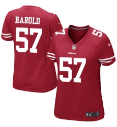 Women's Nike San Francisco 49ers #57 Eli Harold Game Red Team Color NFL Jersey