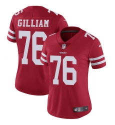 Women's Nike San Francisco 49ers #76 Garry Gilliam Elite Red Team Color NFL Jersey