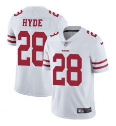 Youth Nike San Francisco 49ers #28 Carlos Hyde Elite White NFL Jersey