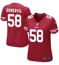 Women's Nike San Francisco 49ers #58 Elvis Dumervil Game Red Team Color NFL Jersey