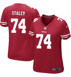 Women's Nike San Francisco 49ers #74 Joe Staley Game Red Team Color NFL Jersey