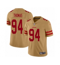 Men's San Francisco 49ers #94 Solomon Thomas Limited Gold Inverted Legend Football Jersey