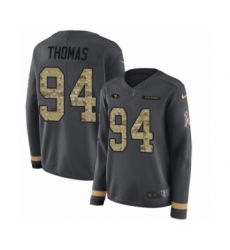 Women's Nike San Francisco 49ers #94 Solomon Thomas Limited Black Salute to Service Therma Long Sleeve NFL Jersey
