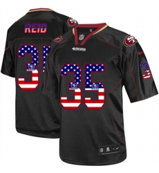 Men's Nike San Francisco 49ers #35 Eric Reid Elite Black USA Flag Fashion NFL Jersey