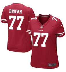 Women's Nike San Francisco 49ers #77 Trent Brown Game Red Team Color NFL Jersey