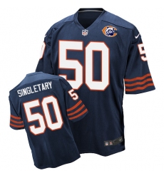 Men's Nike Chicago Bears #50 Mike Singletary Elite Navy Blue Throwback NFL Jersey