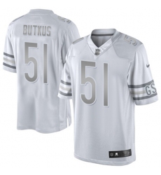 Men's Nike Chicago Bears #51 Dick Butkus Limited White Platinum NFL Jersey