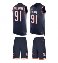 Men's Nike Chicago Bears #91 Eddie Goldman Limited Navy Blue Tank Top Suit NFL Jersey