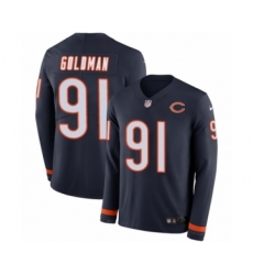 Youth Nike Chicago Bears #91 Eddie Goldman Limited Navy Blue Therma Long Sleeve NFL Jersey