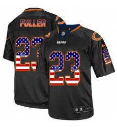 Men's Nike Chicago Bears #23 Kyle Fuller Elite Black USA Flag Fashion NFL Jersey