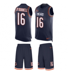 Men's Nike Chicago Bears #16 Pat O'Donnell Limited Navy Blue Tank Top Suit NFL Jersey