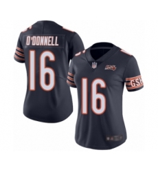 Women's Chicago Bears #16 Pat O'Donnell Navy Blue Team Color 100th Season Limited Football Jersey