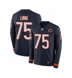 Youth Nike Chicago Bears #75 Kyle Long Limited Navy Blue Therma Long Sleeve NFL Jersey