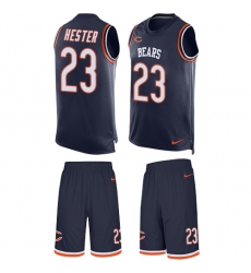 Men's Nike Chicago Bears #23 Devin Hester Limited Navy Blue Tank Top Suit NFL Jersey