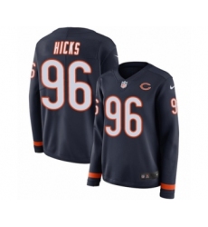 Women's Nike Chicago Bears #96 Akiem Hicks Limited Navy Blue Therma Long Sleeve NFL Jersey