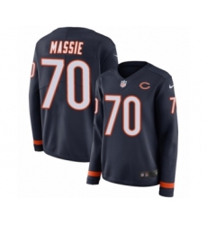 Women's Nike Chicago Bears #70 Bobby Massie Limited Navy Blue Therma Long Sleeve NFL Jersey