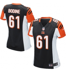 Women's Nike Cincinnati Bengals #61 Russell Bodine Game Black Team Color NFL Jersey