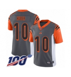 Men's Cincinnati Bengals #10 Kevin Huber Limited Silver Inverted Legend 100th Season Football Jersey