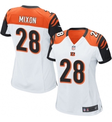 Women's Nike Cincinnati Bengals #28 Joe Mixon Game White NFL Jersey