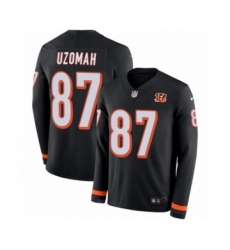 Men's Nike Cincinnati Bengals #87 C.J. Uzomah Limited Black Therma Long Sleeve NFL Jersey