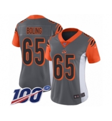 Women's Cincinnati Bengals #65 Clint Boling Limited Silver Inverted Legend 100th Season Football Jersey