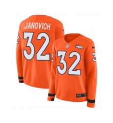 Women's Nike Denver Broncos #49 Dennis Smith Limited Orange Therma Long Sleeve NFL Jersey