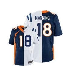 Men's Nike Denver Broncos #18 Peyton Manning Elite Orange/Royal Blue Split Fashion NFL Jersey