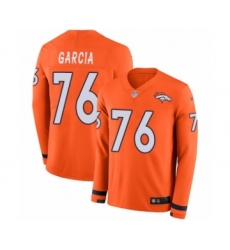 Youth Nike Denver Broncos #76 Max Garcia Limited Orange Therma Long Sleeve NFL Jersey