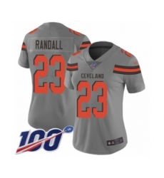 Women's Cleveland Browns #32 Jim Brown Limited Gray Inverted Legend 100th Season Football Jersey