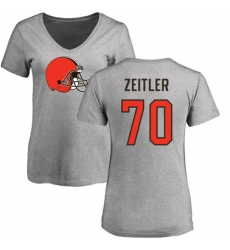 NFL Women's Nike Cleveland Browns #70 Kevin Zeitler Ash Name & Number Logo T-Shirt