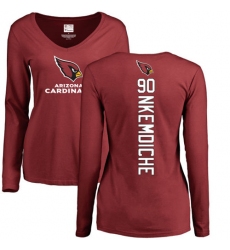 NFL Women's Nike Arizona Cardinals #90 Robert Nkemdiche Maroon Backer Long Sleeve T-Shirt