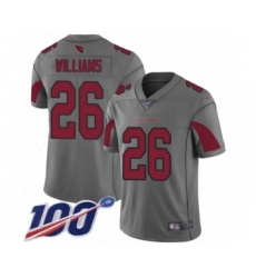 Men's Arizona Cardinals #26 Brandon Williams Limited Silver Inverted Legend 100th Season Football Jersey