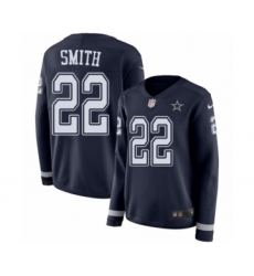 Women's Nike Dallas Cowboys #22 Emmitt Smith Limited Navy Blue Therma Long Sleeve NFL Jersey